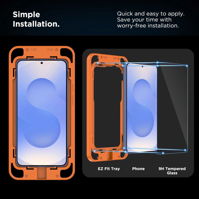 Закалено стъкло Tech-Protect Quick Set+ за Samsung Galaxy S25 - прозрачно
