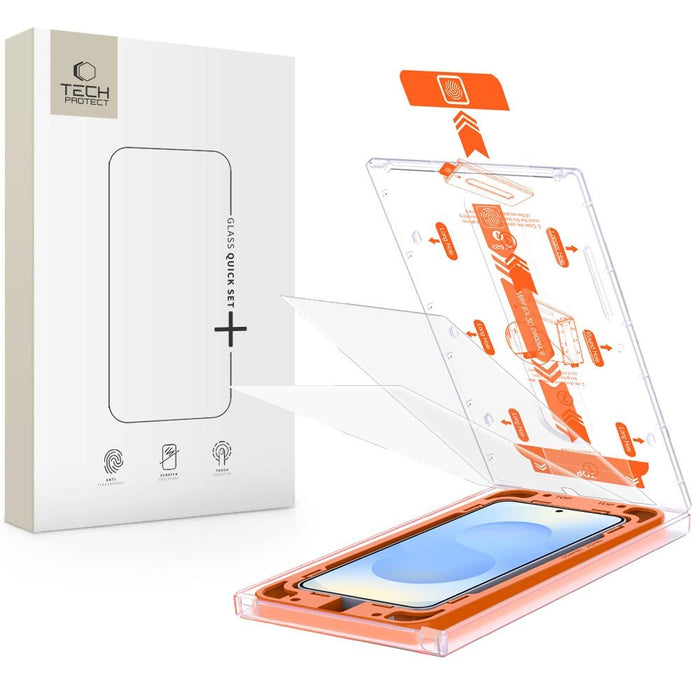 Закалено стъкло Tech-Protect Quick Set+ за Samsung Galaxy S25+ - прозрачно