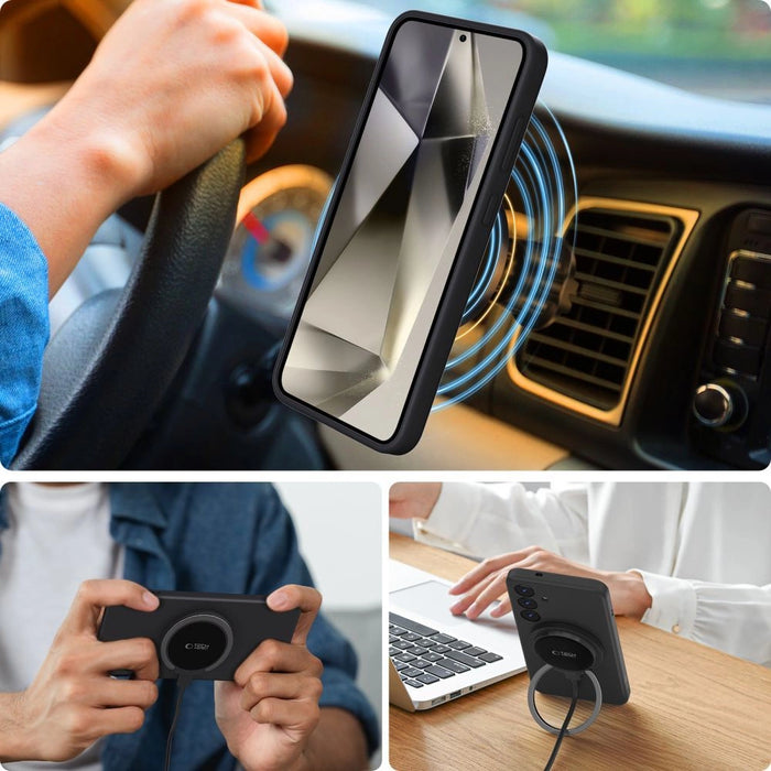 Tech-Protect Liquid Silicone MagSafe калъф за Samsung Galaxy S25 Edge - черен