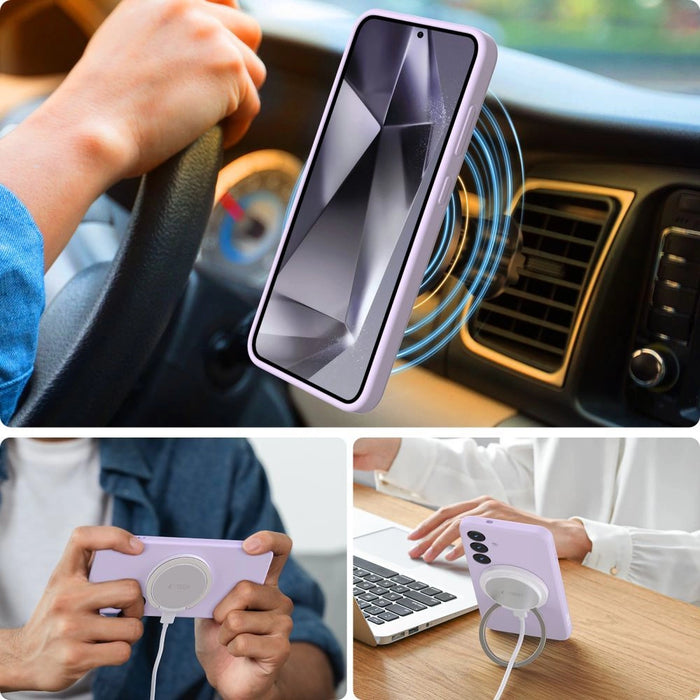 Tech-Protect течен силиконов калъф MagSafe за Samsung Galaxy S25 Edge - лилав