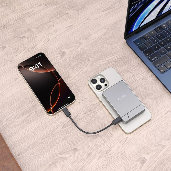 Преносима батерия Powerbank Tech-Protect PB14 LifeMag MagSafe 5000 mAh - сив