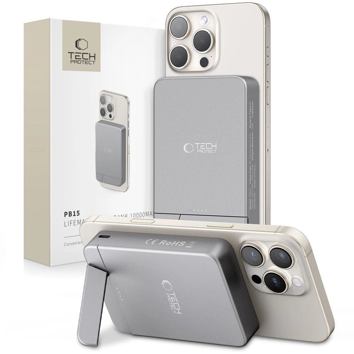 Преносима батерия Powerbank Tech-Protect PB14 LifeMag MagSafe 10000 mAh - сив