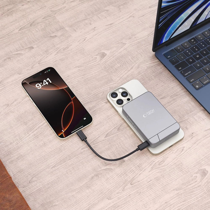Преносима батерия Powerbank Tech-Protect PB14 LifeMag MagSafe 10000 mAh - сив