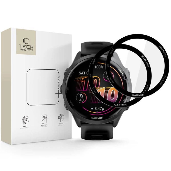 Tech-Protect Glass Flex+ 2-pack хибридно стъкло за Garmin Forerunner 970 / 570 47 мм - черно