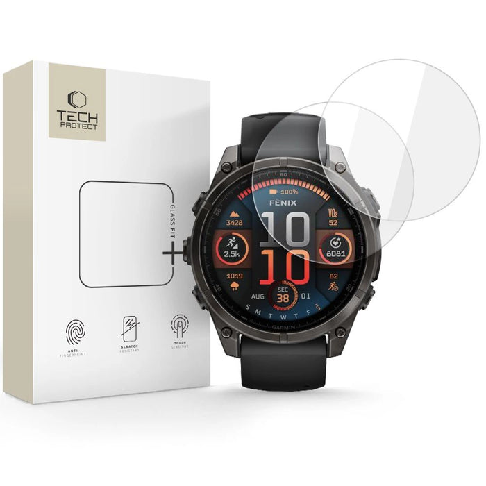 Tech-Protect Glass Fit+ 2 пакета закалено стъкло за Garmin Fenix 8 47 мм - прозрачно
