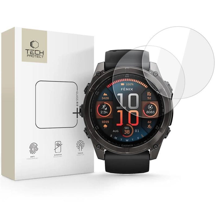 Tech-Protect Glass Fit+ 2 пакета закалено стъкло за Garmin Fenix 8 51 мм - прозрачно