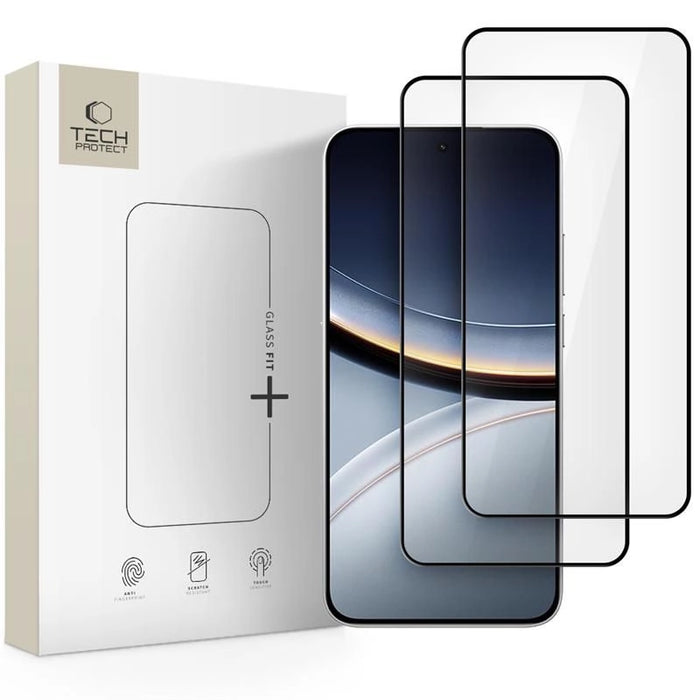 Закалено стъкло Tech-Protect Glass Fit+ 2-pack за Xiaomi Poco F7 5G - черно