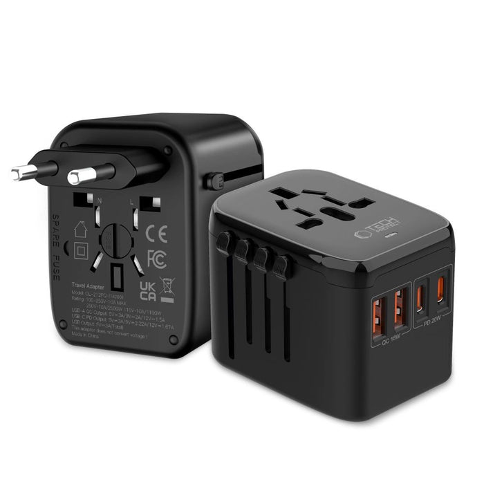 Tech-Protect TA200 EU / UK / US / AU адаптер - черен