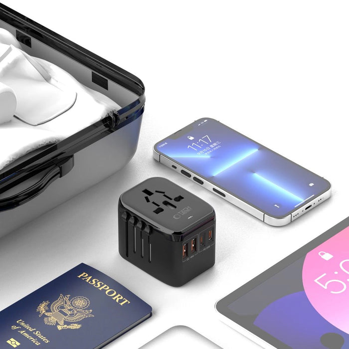 Tech-Protect TA200 EU / UK / US / AU адаптер - черен