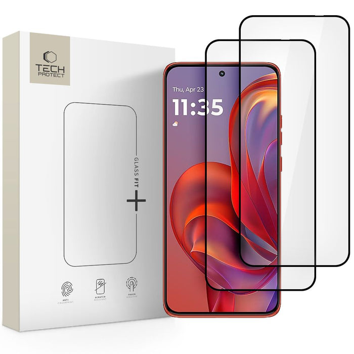 Tech-Protect Glass Fit+ 2 пакета закалено стъкло за Motorola Edge 50 Neo / 60 Neo - черно