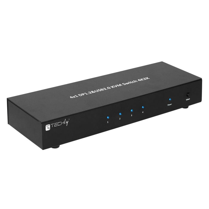 Techly IDATA DP-KVM4 KVM превключвател Рак монтаж черен