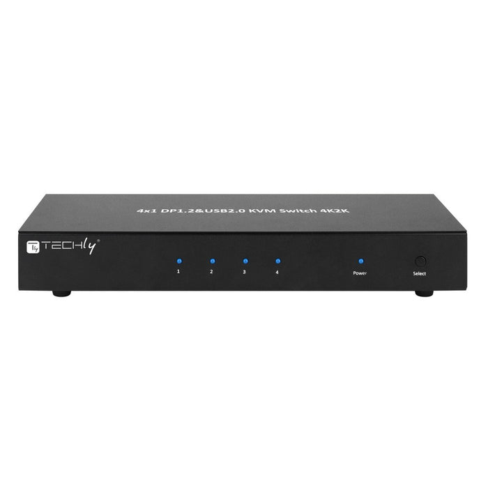 Techly IDATA DP-KVM4 KVM превключвател Рак монтаж черен