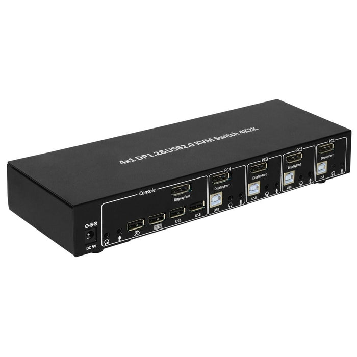 Techly IDATA DP-KVM4 KVM превключвател Рак монтаж черен
