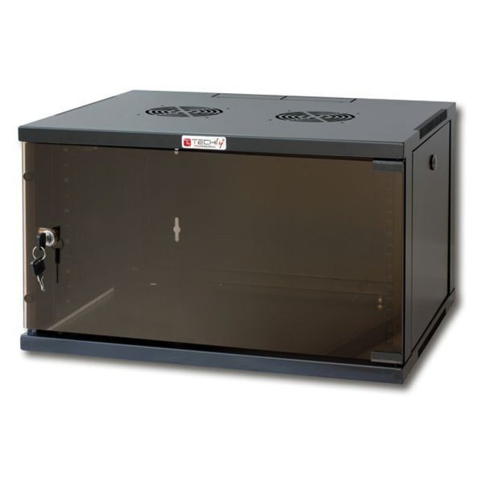 Techly 19" стенен мрежов шкаф 9U дълбочина 450 черен сглобен I-CASE ER-1009B45
