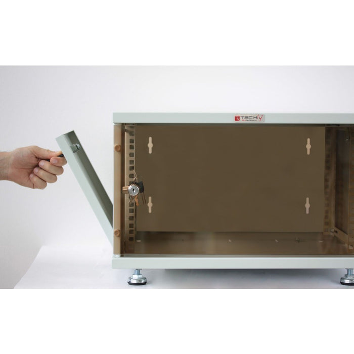 Techly 19" стенен мрежов шкаф 9U дълбочина 450 черен сглобен I-CASE ER-1009B45