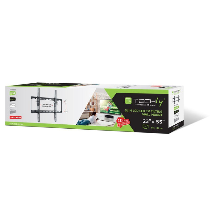 Стойка за стена Techly Tilt за LED LCD телевизор 23-55 черен" ICA-PLB 161M
