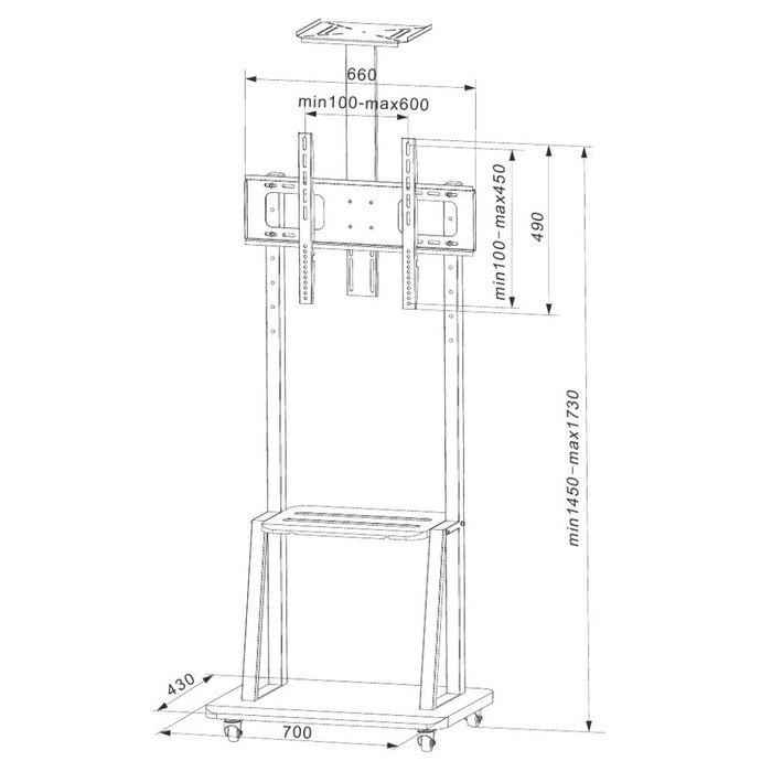 Techly ICA-TR33 стойка за дисплей за табели 177,8 см (70") Черен
