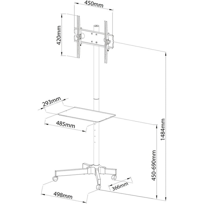 Techly Trolley Floor Stand LCD/LED/Plasma 23"-55"