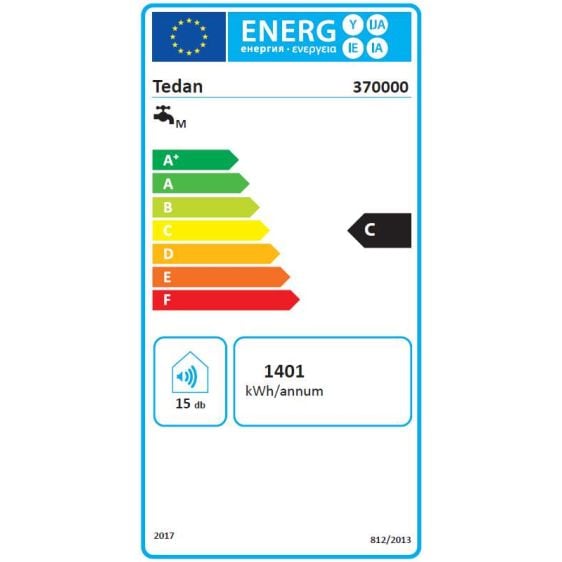 Бойлер TEDAN Classic 80л, 2kW, хоризонтален, ток отдясно