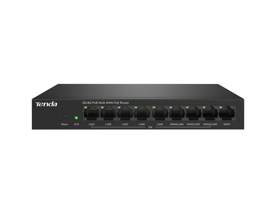 Tenda G0-8G-PoE кабелен рутер Gigabit Ethernet черен