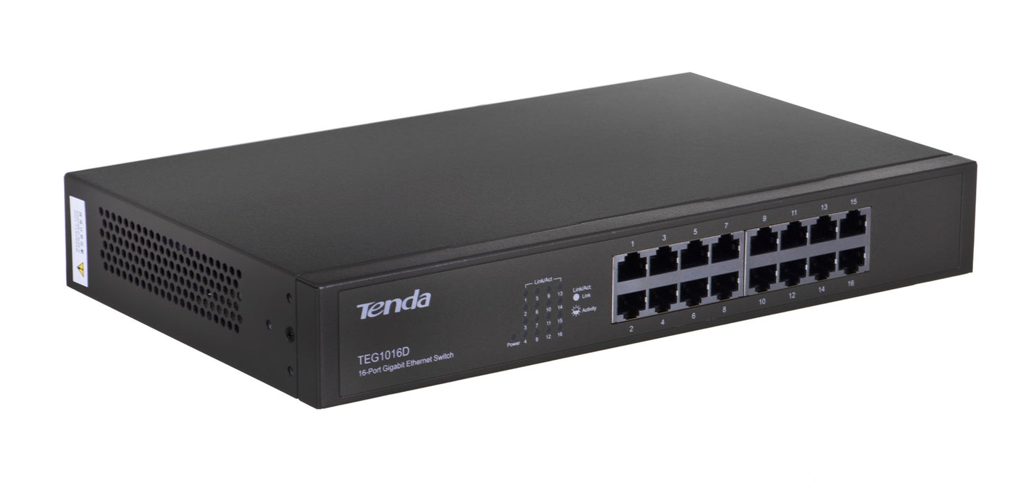 Tenda 16-портов гигабитов Ethernet суич неуправляем син