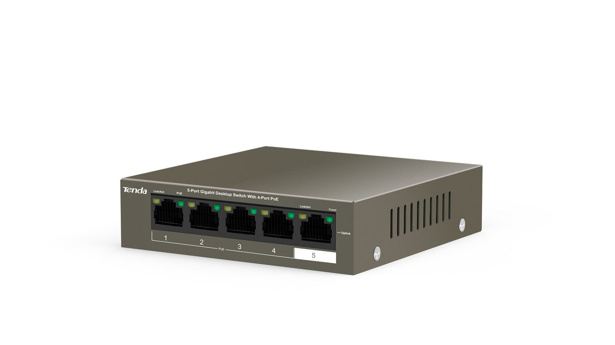 Tenda TEG1105P-4-63W-EU мрежов комутатор Gigabit Ethernet (10/100/1000) Power over Ethernet (PoE) Сив