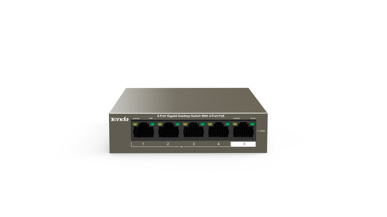 Tenda TEG1105P-4-63W-EU мрежов комутатор Gigabit Ethernet (10/100/1000) Power over Ethernet (PoE) Сив