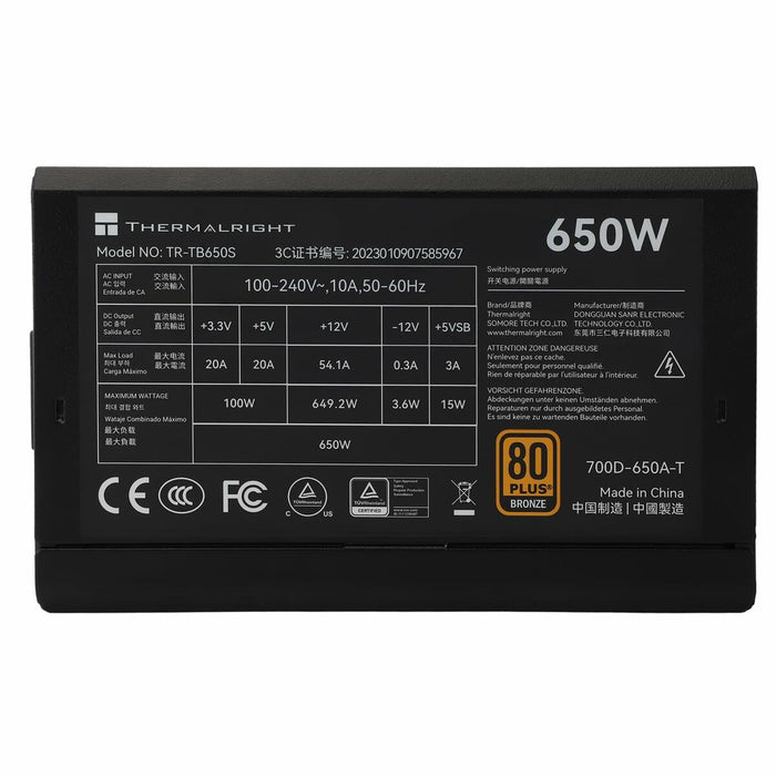 Захранване Thermalright TB650S ATX 650 W 80 Plus Bronze