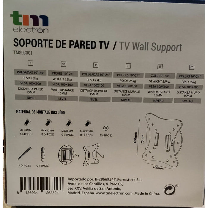 Поставка за телевизор TM Electron 15 kg 10"-24"