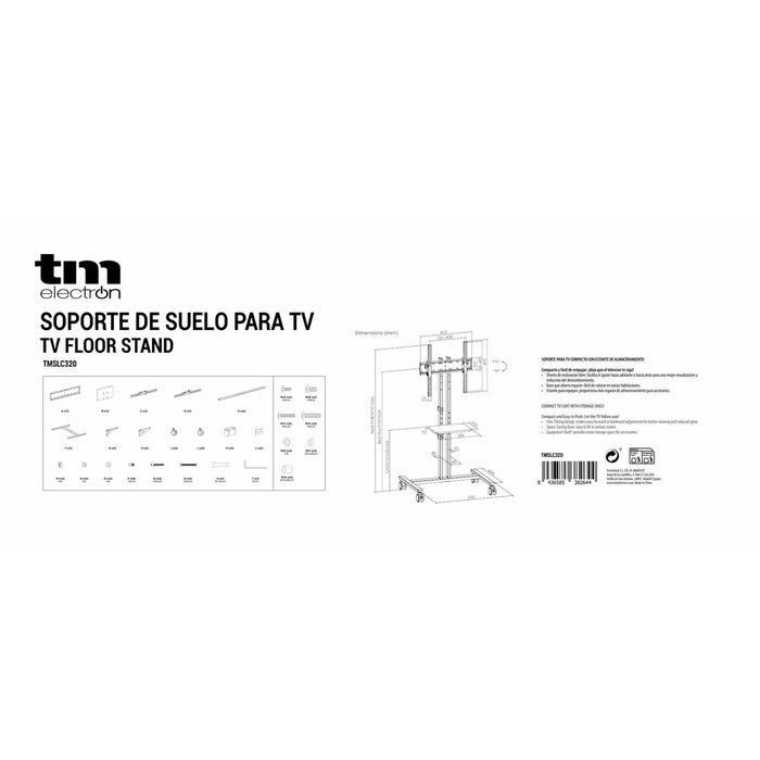 Телевизионна стойка с колела TM Electron 34"-55" 35 kg