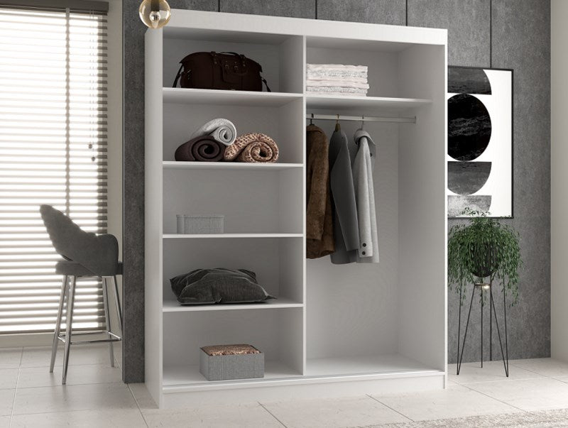 Topeshop IGA 160 BIEL B KPL гардероб/килер за спалня 7 рафта 2 врати Бял