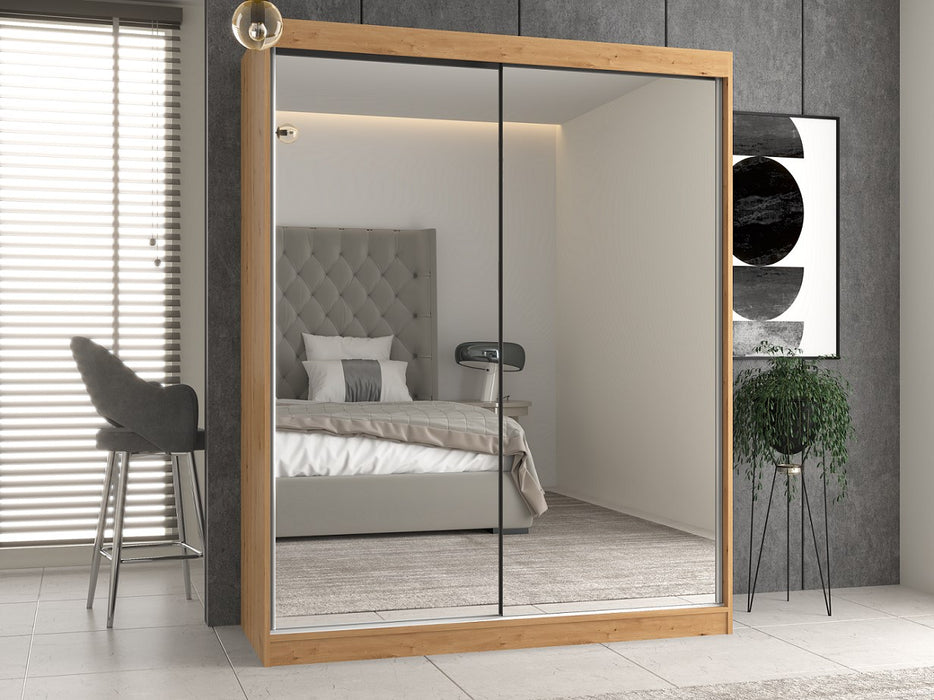 Topeshop IGA 160 ART A KPL гардероб/дрешник за спалня 7 рафта 2 врати дъб
