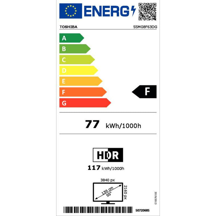 Смарт телевизор Toshiba 55MG8F63DG 55" 4K Ultra HD LED HDR HDR10 DVB-T2 Google Assistant Direct-LED LCD DVB-S2