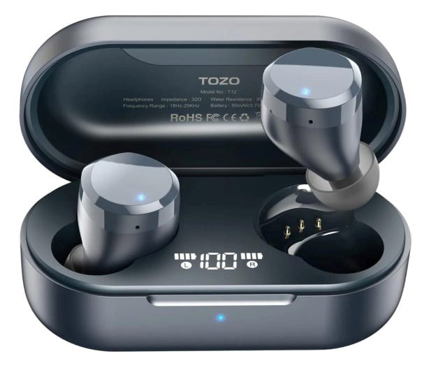 TOZO T12S True Wireless Stereo (TWS) In-Ear USB Type-C Bluetooth слушалка черна