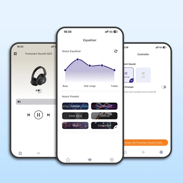 Безжични слушалки Tronsmart SOUNFII Q20S Hybrid ANC с активно шумопотискане - бели