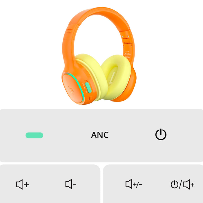 Безжични слушалки Tronsmart KH03 с ANC, за деца, безопасни - оранжеви
