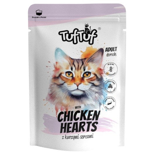 TUF TUF с пилешки сърца - мокра храна за котки - 100гр