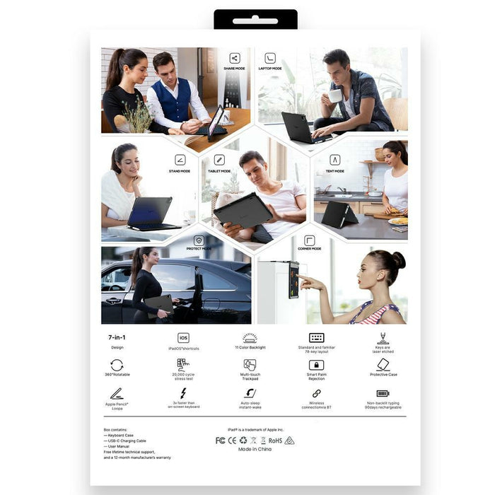 Калъф Typecase Flexbook Touch с клавиатура за iPad 11" (A16) 2025 / iPad 10.9" 2022, светлосин