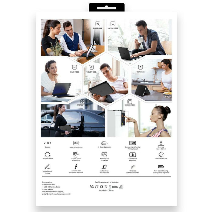 Калъф Typecase Flexbook Touch с клавиатура за iPad 11" (A16) 2025 / iPad 10.9" 2022, розов