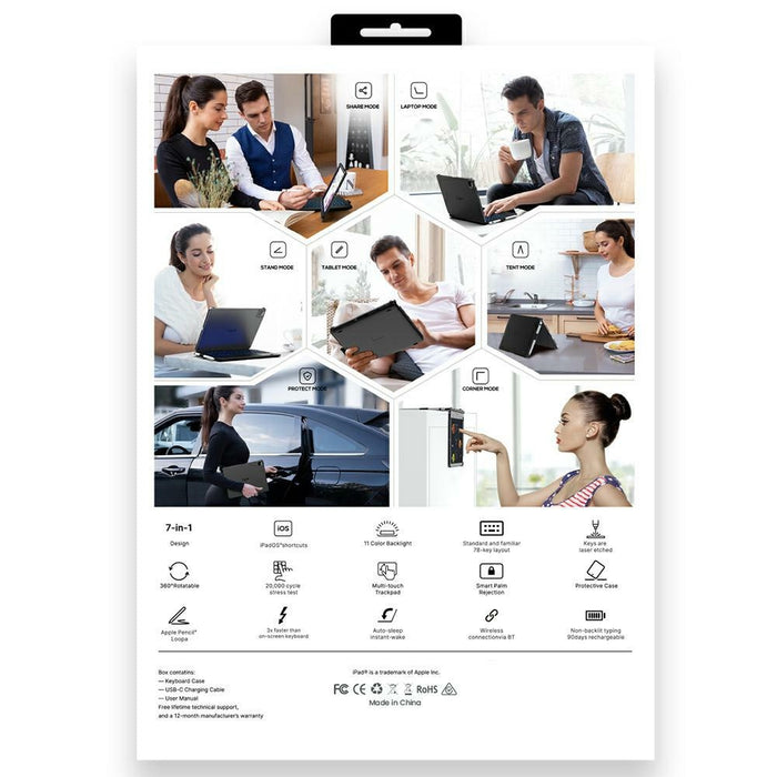 Калъф Typecase Flexbook Touch с клавиатура за iPad Air 11" M2 2024 / M3 2025 / M4 2026, сив