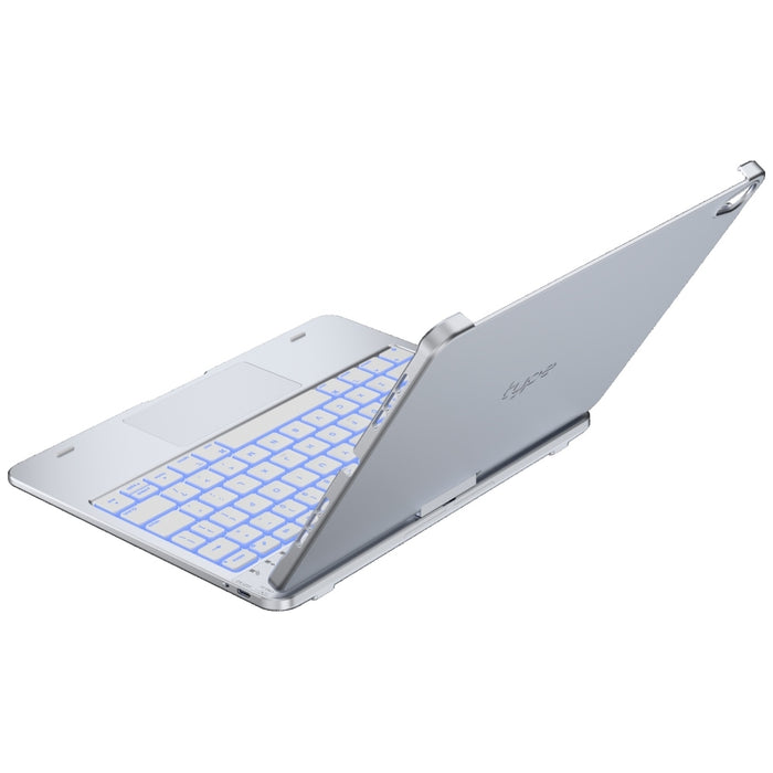Калъф Typecase Flexbook Touch с клавиатура за iPad Air 11" M2 2024 / M3 2025 / M4 2026, сребърен