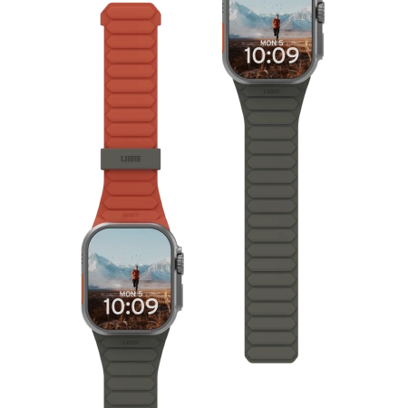 UAG Pathfinder силиконова двустранна магнитна каишка за Apple Watch 42 / 44 / 45 / 46 / 49 mm - сиво-оранжево