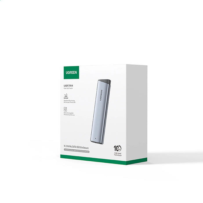Кутия Ugreen CM767 M.2 NVMe/SATA SSD диск - сребрист