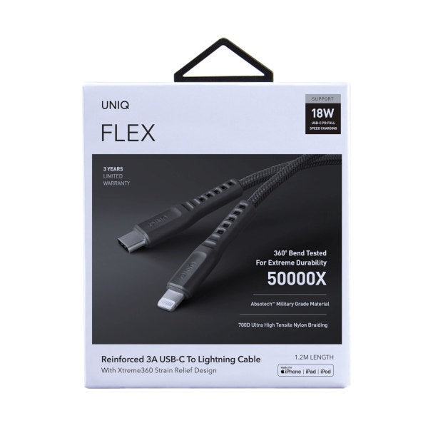 UNIQ Kabel MFI Flex Lightning кабел, сив
