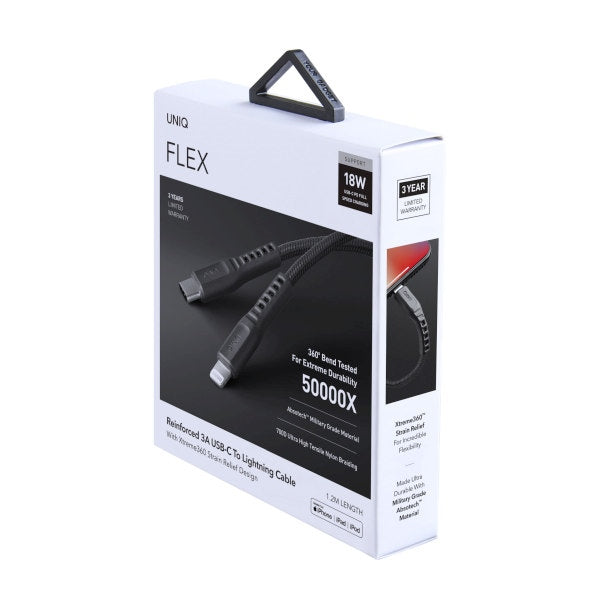 UNIQ Kabel MFI Flex Lightning кабел, сив