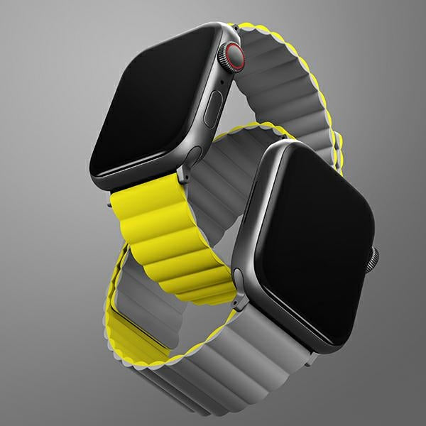 Каишка UNIQ Revix Reversible Magnetic за Watch Series 1/2/3/4/5/6/7/8/SE/SE2/Ultra 42/44/45, жълто-сива