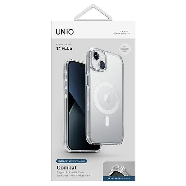 Калъф UNIQ Combat за iPhone 14 Plus 6.7" Magclick Charging, прозрачен/dove satin