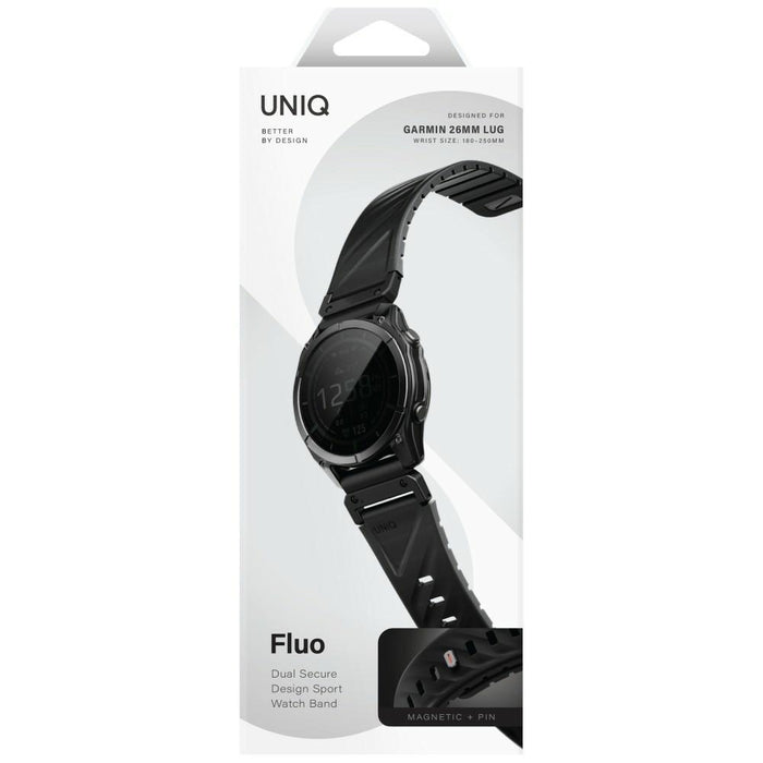 Каишка UNIQ Fluo x Smart-Fit за Garmin 26mm, черна