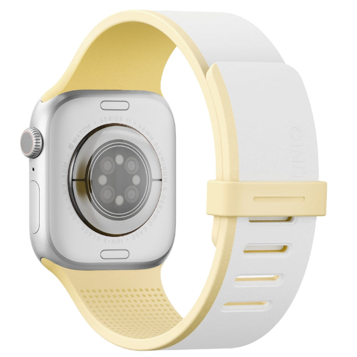 Каишка UNIQ Revix IV Premium за Apple Watch 42/41mm Edition, реверсибилна, магнитна, бяло-жълта