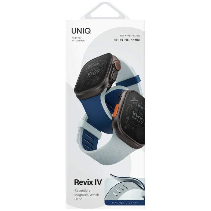Каишка UNIQ Revix IV Premium за Apple Watch 49/46/45 Edition Reversible Magnetic, тъмносиния